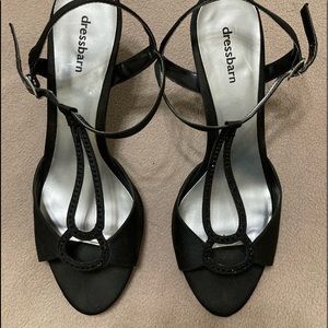 Black strappy heels size 8.5 with black sparkly accents